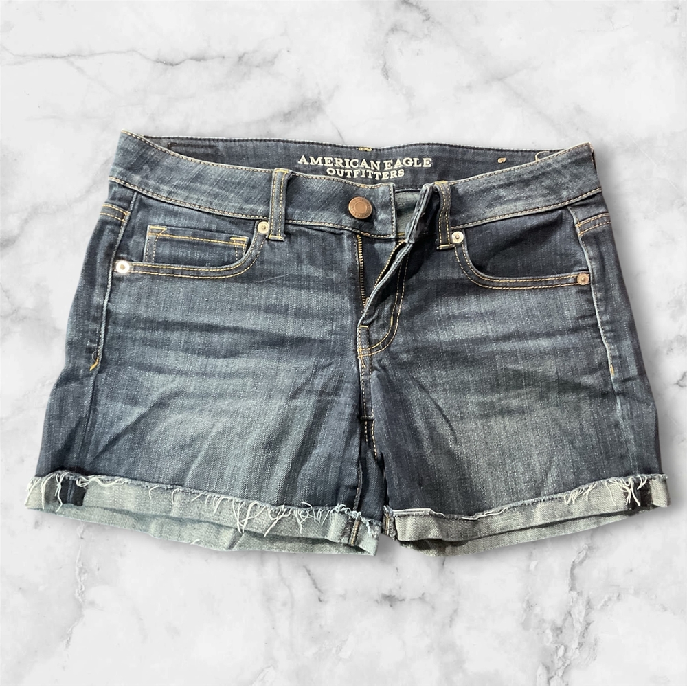 American Eagle Super Stretch Dark Blue Denim Shorts